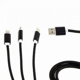 Cablu USB 2.0 la Micro USB-B, USB-C si Lightning Apple 1m Negru, Gembird CC-USB2-AM31-1M
