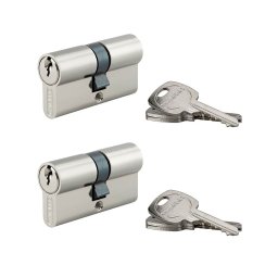 Set 2 cilindri 30 x 30 mm, standard, nichelati, STD, 6 chei, THIRARD