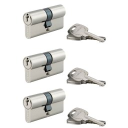 Set 3 cilindri 30 x 30 mm, standard, nichelati, STD, 9 chei, THIRARD