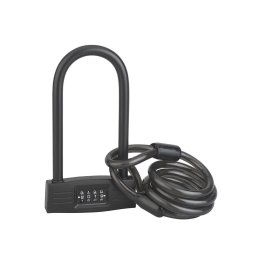 Antifurt bicicleta a€žUa€ cu cifru si cablu, UP, 14 mm, 18 cm, THIRARD