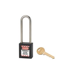 Lacat siguranta industriala, toarta inalta inox Ø 6 x 38 mm (negru), THIRARD