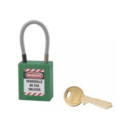 Lacat siguranta industriala, cablu inox Ø 4,76 X 90 mm (verde), THIRARD
