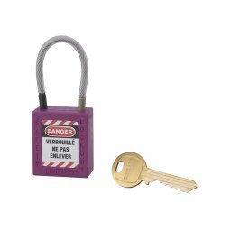 Lacat siguranta industriala, cablu inox Ø 4,76 X 90 mm (violet), THIRARD