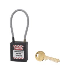 Lacat siguranta industriala, cablu inox Ø 4,76 X 150 mm (negru), THIRARD