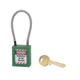 Lacat siguranta industriala, cablu inox Ø 4,76 X 150 mm (verde), THIRARD