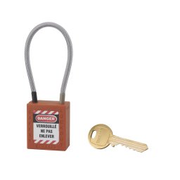 Lacat siguranta industriala, cablu inox Ø 4,76 X 150 mm (portocaliu), THIRARD