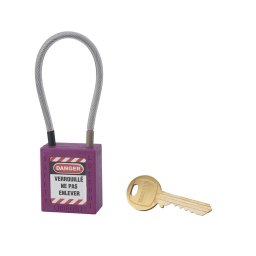 Lacat siguranta industriala, cablu inox Ø 4,76 X 150 mm (violet), THIRARD