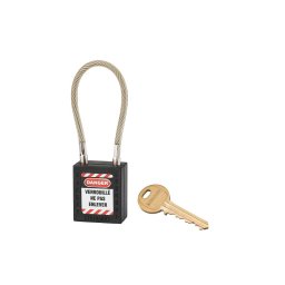 Lacat siguranta industriala, cablu inox Ø 5 X 150 mm (negru), THIRARD