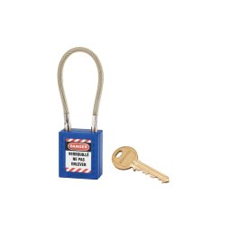 Lacat siguranta industriala, cablu inox Ø 5 X 150 mm (albastru), THIRARD