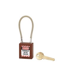 Lacat siguranta industriala, cablu inox Ø 5 X 150 mm (maro), THIRARD