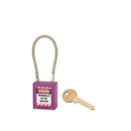 Lacat siguranta industriala, cablu inox Ø 5 X 150 mm (violet), THIRARD