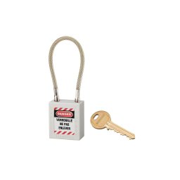 Lacat siguranta industriala, cablu inox Ø 5 X 150 mm (alb), THIRARD