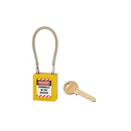 Lacat siguranta industriala, cablu inox Ø 5 X 150 mm (galben), THIRARD