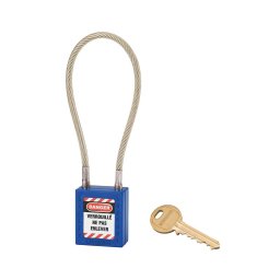 Lacat siguranta industriala, cablu inox Ø 5 X 240 mm (albastru), THIRARD