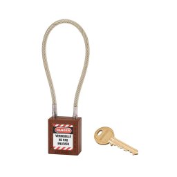 Lacat siguranta industriala, cablu inox Ø 5 X 240 mm (maro), THIRARD