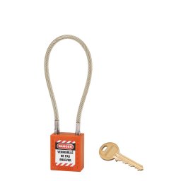 Lacat siguranta industriala, cablu inox Ø 5 X 240 mm (portocaliu), THIRARD