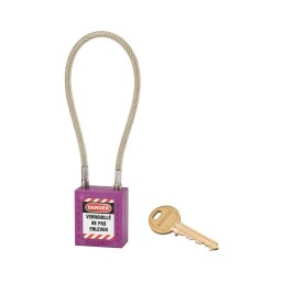 Lacat siguranta industriala, cablu inox Ø 5 X 240 mm (violet), THIRARD