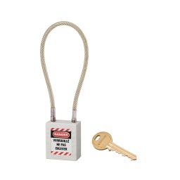 Lacat siguranta industriala, cablu inox Ø 5 X 240 mm (alb), THIRARD