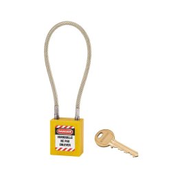 Lacat siguranta industriala, cablu inox Ø 5 X 240 mm (galben), THIRARD