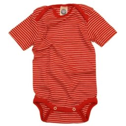 Body cu mânecă scurtă lână merinos si mătase - Red Stripes, Cosilana