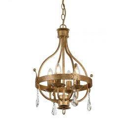 Lustra fier forjat cu cristale WINDSOR, auriu, H:65-215cm, 4 becuri, WINDSOR4-GOLD