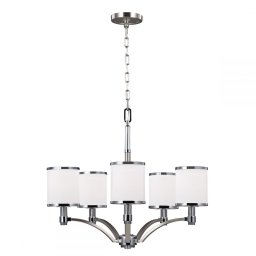 Lustră glamour living Feiss Prospect Park, nichel-crom, E27, 5x60W, H:76-209cm, FE-PROSPECT-PARK5