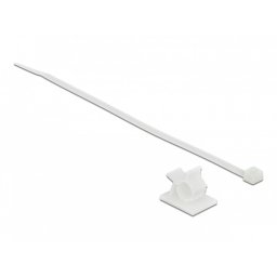 Set 10 bride L 200 x W 3.6 mm + 10 cleme 25 x 18 mm alb, Delock 18877