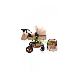 Cărucior nou născut 3 in 1 +geantă multifuncționala+ plasă pentru insecte Baby Care 530 Crem Gold