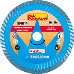 Disc diamantat super turbo, beton, taiere rapida umeda si uscata, 180 mm/22.23 mm, Richmann