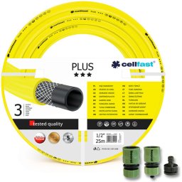 Furtun de gradina, 3 straturi, + cadou 2 cuple, 1 adaptor, 1/2", 25 m, Cellfast Plus