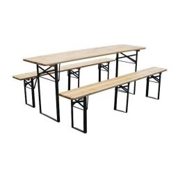 Set mobilier gradina/terasa, pliabil, 1 masa, 2 banci, 175 cm, Dortmund