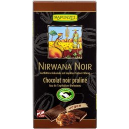 Ciocolata nirwana neagra cu praline 55% cacao vegana bio 100g Rapunzel