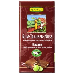 Ciocolata cu stafide alune si rom bio 100g Rapunzel