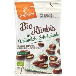 Seminte de dovleac invelite in ciocolata cu lapte fara gluten bio 50g Landgarten