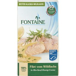 File de somon salbatic in sos bio de mustar si miere 200g Fontaine