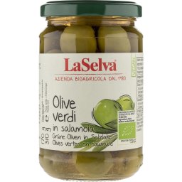 Masline verzi cu samburi in saramura bio 310g LaSelva