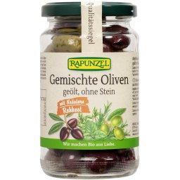 Amestec de masline uleiate, cu ierburi, fara samburi bio 170g Rapunzel