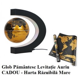 Glob Pamantesc Levitatie + CADOU Harta razuibila mare Borealy , œAm fost acolo, 82 cm x 59 cm Gold Edition Deluxe