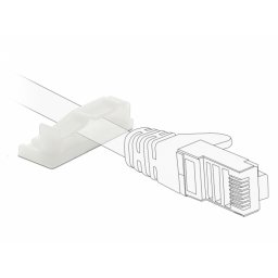 Set 10 bucati suport cu adeziv/2 suruburi pentru cablu flat/plat, Delock 60179