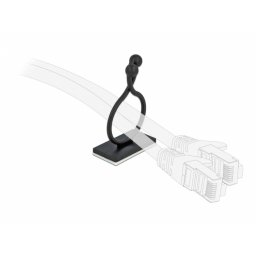 Set 10 bucati suport cu adeziv pentru cablu Negru, Delock 60176