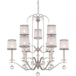 Candelabru cristal salon Quoizel Whitney, E14, 9x40W, argintiu, QZ-WHITNEY9