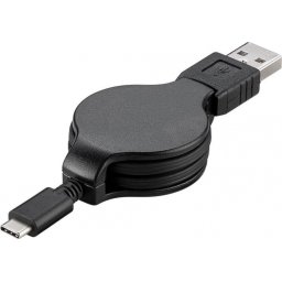Cablu USB-C 2.0 T-T retractabil 1m Negru, KU31CN1BK