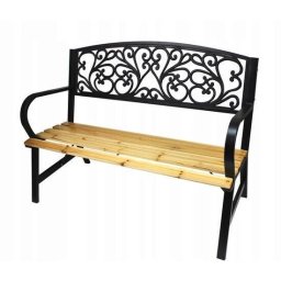 Banca de gradina, metal si lemn, 120x56x87 cm, Adela