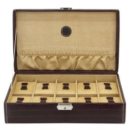 Cutie 10 ceasuri Le Croc Dark Brown by Friedrich, made in Germany - personalizabil
