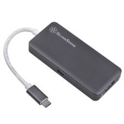 Adaptor Silverstone EP14 de la USB 3.1 Type-C la 3x USB 3.1 Gen 1 Type A, 1x HDMI, 1x USB Type-C PD, Charcoal, SST-EP14C
