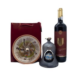 CADOU DE PASTE OU INCONDEIAT IN CLOPOT DE CERAMICA, FARFURIE CERAMICA HOREZU SI VIN CABERNET SAUVIGNON