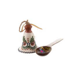 SET SUVENIR CLOPOTEL CERAMICA FILDES BLEDEA BAIA MARE SI LINGURA PICTATA