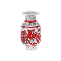 Vaza decorativa ceramica rosie de Corund nesmaltuita 17 cm