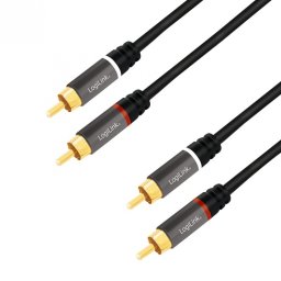 Cablu 2 x RCA la 2 x RCA T-T 1.5m Negru, Logilink CA1203