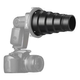 Snoot cu grid pentru blitz pe patina - adaptor universal FalconEyes